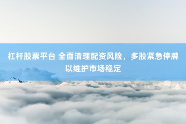 杠杆股票平台 全面清理配资风险，多股紧急停牌以维护市场稳定
