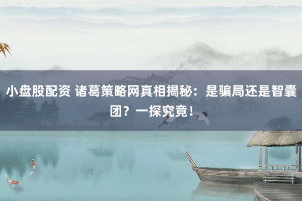 小盘股配资 诸葛策略网真相揭秘：是骗局还是智囊团？一探究竟！