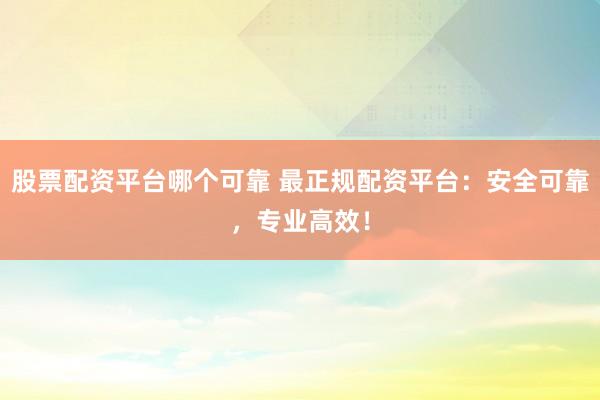 股票配资平台哪个可靠 最正规配资平台：安全可靠，专业高效！