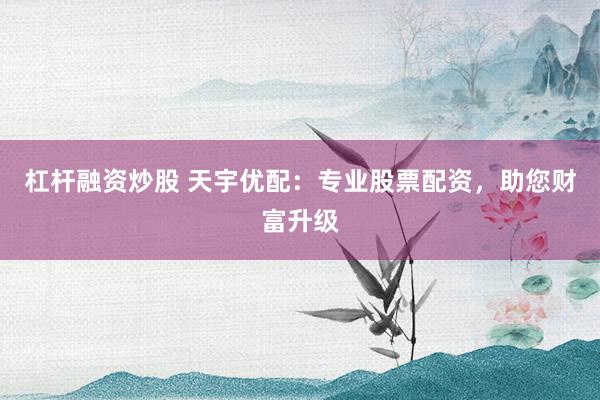 杠杆融资炒股 天宇优配：专业股票配资，助您财富升级