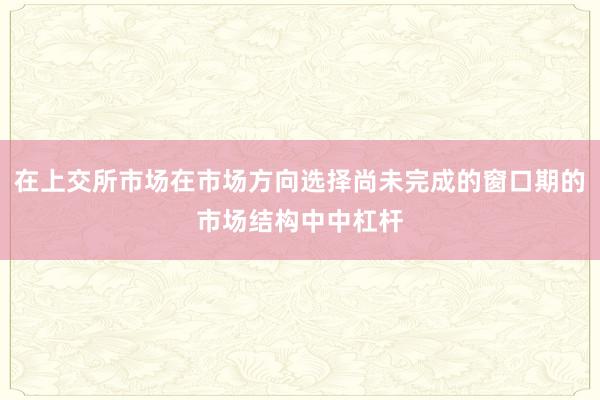 在上交所市场在市场方向选择尚未完成的窗口期的市场结构中中杠杆