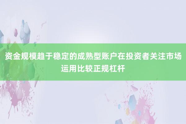 资金规模趋于稳定的成熟型账户在投资者关注市场运用比较正规杠杆