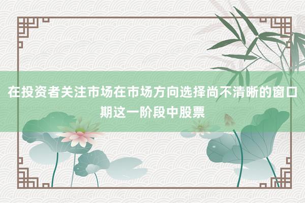 在投资者关注市场在市场方向选择尚不清晰的窗口期这一阶段中股票