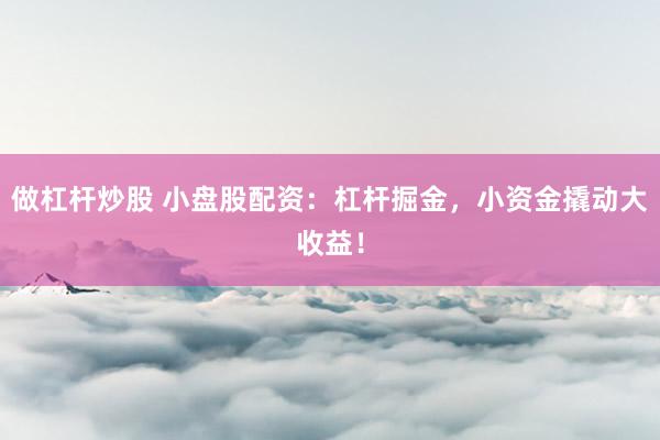 做杠杆炒股 小盘股配资：杠杆掘金，小资金撬动大收益！